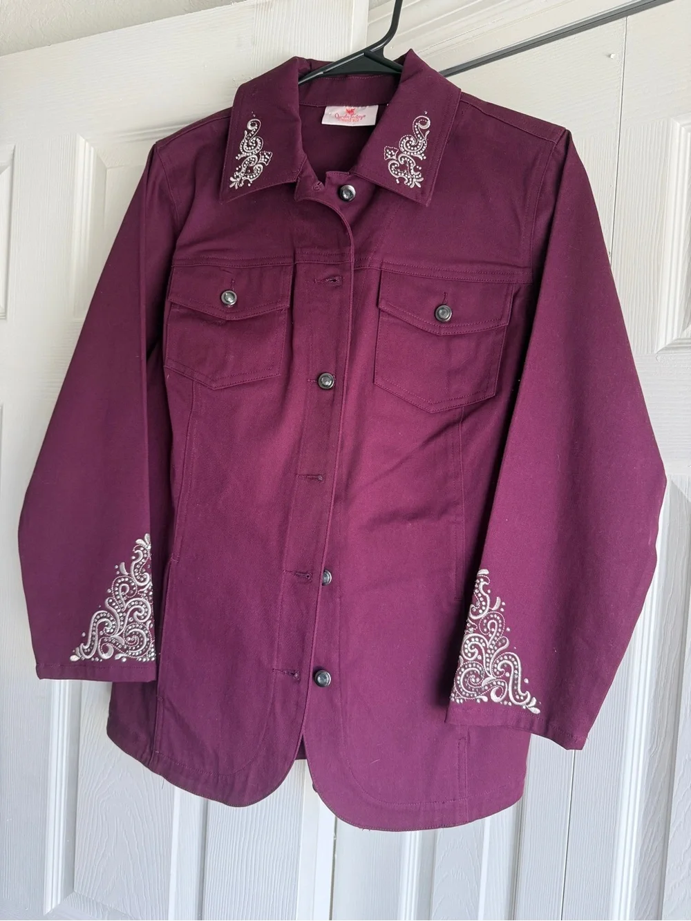 Quacker Factory by Jeanne Rice Women’s Purple Western Shirt XS